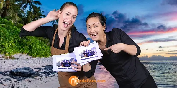 Greenscreen-foto met tropische achtergrond
